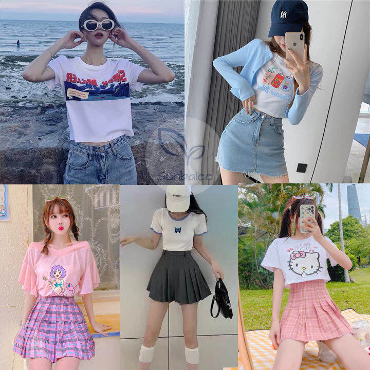 ส่งเร็วพิเศษ-crop-1-ครอปแฟชั่น-เสื้อครอปแขนสั้น-เสื้อครอป-สไตล์เกาหลี-เสื้อครอปสายฝอ-เสื้อครอป-sunbalee