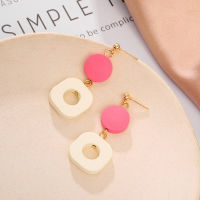 Korean Fashion Simple Fashion Wood Round Pendant Earrings Womens Cool Style Geometric Hong Kong Style Earrings Earrings for Women