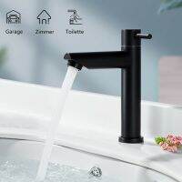 Bathroom Basin Faucet Stainless Steel Matte Black  Single Cold Faucet Kitchen Bathroom Lavatory Sink Taps