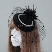 The Great Gatsby ผู้หญิง Veil Fascinator หมวกคลิป Feather ไข่มุก Stewardess หมวก Party Kentucky Derby Headpiece การถ่ายภาพ