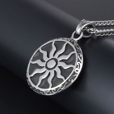 Modyle New Fashion Silver Color Stainless Steel Sun Flower Pendant Necklace for Men Trendy Punk Vintage Jewelry Gift