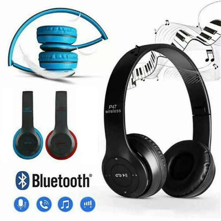 หูฟังบลูทูธ-หูฟังครอบหู-หูฟังออกกำลังกาย-ไร้สาย-หูฟัง-p47-bluetooth-headphone-stereo-ใส่เมมได้-คุยโทรศัพท์ได้