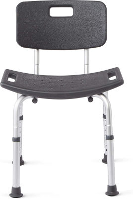 Medline Shower Chair Bath Bench With Back, Supports up To 300 Lb, Grey
