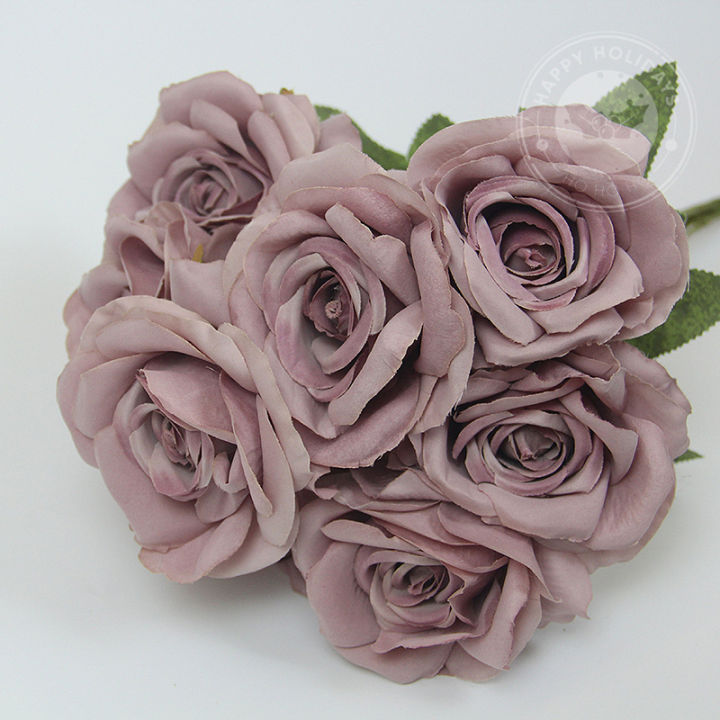 10-flowersbunch-vintage-roses-coffee-bean-paste-purple-grey-pink-silk-bouquet-for-birthday-party-wedding-decoration-room-layout