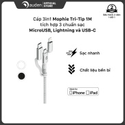 Cáp 3in1 Lightning USB-C Micro Mophie Tri-Trip 1M - Dâu Đen Store