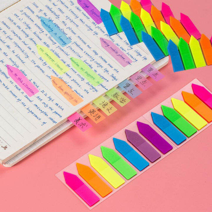 rayua-100แผ่น-arrow-shape-fluorescent-paper-self-adhesive-memo-pad-sticky-notes