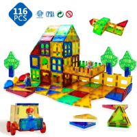 【CC】▲▪♘  116 Pieces Magnetic Bricks Blocks Set Constructor Games Car Tiles Educational for Children