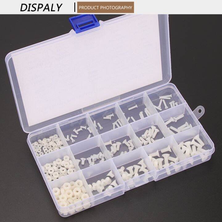 240pc-m2-m3-m4-nylon-countersunk-head-phillips-screw-bolts-hex-nuts-set-small-size-plastic-screws-assortment-kit-length-6mm-12mm