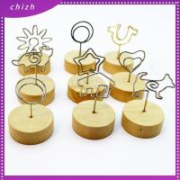 CHIZH 1 PC ของขวัญ เครื่องประดับเดสก์ท็อป สมุดบันทึก ข้อความสนับสนุนซ้าย ที่ใส่ไม้กลม คลิปภาพ กรอบรูป