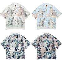 23 ss GUILTYPARTIES ghost in the shell joint printing Cuba short-sleeved shirt collar Hawaii male