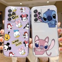 for Samsung Galaxy A52 A72 A52S 5G Phone Case Mickey Minnie Mouse Daisy Donald Duck Stitch Clear Cute Silicone Transparent Cover