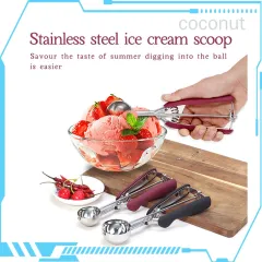 Htovila Stainless Steel Ice Cream Spoon Cookie Dessert Food Scoop Scooper  Cream Dipper Melon Baller with Trigger Release 