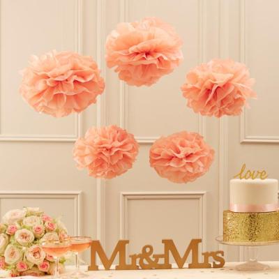 【CC】 5pcs Poms 20cm Tissue Paper Artificial Flowers Wedding Decoration Baby Shower 1st Birthday Supplies