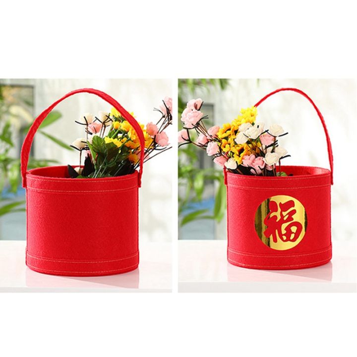 new-year-red-blessing-bucket-round-blessing-holding-bucket-silver-willow-bouquet-box-flower-arrangement