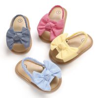 COD DSFGREYTRUYTU Bowknot Baby Shoes for Girl 0 12 Month Canvas Sandals for Baby Girl 1 Year Old Infant Toddler Soft Sole First Walker Antislip Shoes