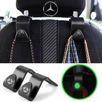 [ Mercedes Benz ] Car Luminous Multifunctional Hooks Auto Logo Hidden Seat Rear Hooks Decoration Accessories for Mercedes Benz W210 W203 W204 W202 W176 W166