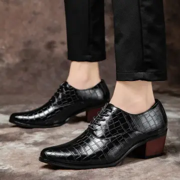 Brand Mens Leather Shoes with High Heels Luxury Genuine Leather New Style  Male Dress Shoes with Side Zip 5 Cm Height Party Suit - AliExpress