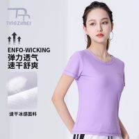 ﹊ Summer Square Dance Clothing New Sports Quick-Drying Ice Lattice T-Shirt Top Group Outdoor Running Yoga Aerobics