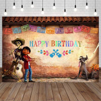 Happy Birthday Coco Theme Backdrop 7x5 Mexican Fiesta Coco Background for Kids Halloween Birthday Party Banner for Wall Decor