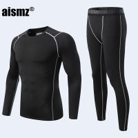 Aismz Thermal Underwear Boy &amp; Men First Layer Sport Suits Man Rashgard Compression Quick Drying Fitness Second Skin Long Johns