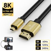 Kabel HDMI Mikro Ke HDMI Kompatibel 2.1 3D 8K 1080P Adaptor Kabel Kecepatan Tinggi untuk Kamera Canon GoPro Hero 7 6 5 Sony A6000 Nikon