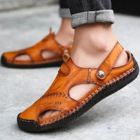 Mens Non-slip Sandals Hollow Large Size Casual Slippers Outdoor Walking Travel Shoes Mens Leather Casual Shoes