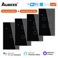 Aubess สวิตช์ไฟอัจฉริยะสวิตซ์อัจฉริยะไร้สายไวไฟแผงเซ็นเซอร์สัมผัสอัจฉริยะ Tuya ควบคุมแอปสำหรับชีวิตรองรับ Alexa Google Home
