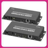 Extender KVM USB HDMI ยาว200เมตรผ่านสายเคเบิลเครือข่ายอีเธอร์เน็ตของ RJ45 CAT5e CAT6ตัวรับสัญญาณหนึ่งตัวไปยังเครื่องส่งสัญญาณหลายตัวตัวแปลงวิดีโอพีซีไปยังทีวี