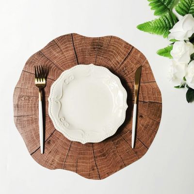 【CW】✺  Table Wood Placemat Coaster Grain Plastic Cup Plate Bowl Anti-skid