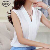 2022 Women Chiffon Blouses Large size Ladies Tops Female Sleeveless Office Lady White Shirt Female Clothing maglia donna