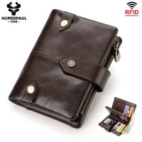 [Free Shipping] ZZOOI New RFID Zero Wallet Short Top Layer Cowhide Neutral Card Bag Buckle Genuine Leather Mens Short Wallet