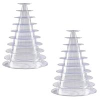 2X 10 Tier Cupcake Holder Stand Round Macaron Tower Stand Clear Cake Display Rack for Wedding Birthday Party Decor