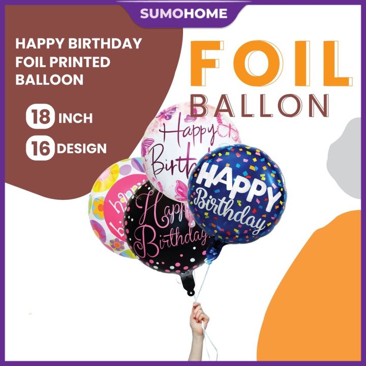 18 Inch Rounded Foil Balloon Printed Happy Birthday Diy Belon Party