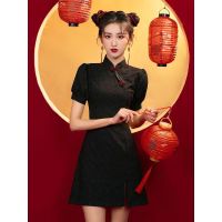 【CW】Chinese Vintage female Dress Old Shanghai Dragon&amp;Phoenix Qipao Elegant Halloween cosplay Women Cheongsam Collar Sexy Vestidos