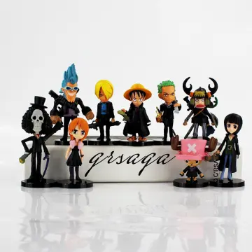 9Pcs/Set One Piece Luffy Zoro Sanji Nami Brook Japanese Anime Figures Gift  TOY