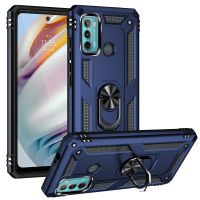 SmartPhonemall For Motorola Moto G60 / G40 Fusion Shockproof TPU + PC Protective Case with 360 Degree Rotating Holder(Blue)