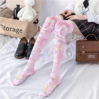 【Sock shop】 New Unicorn Print Women Stockings Fashion Sexy High Tube Cute Girls Over The Knee Stockings Pink Cartoon Nylon Silk Long Socks