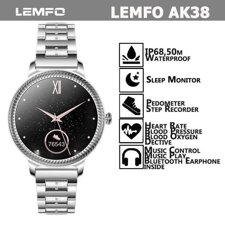 LEMFO AK38 Woman Smartwatch IP68 Waterproof Custom Watch Faces 24 Hours