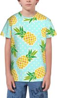 Pineapple Pattern Summer Vacation Tropical Fruit Pineapple T- Shirt Short Novelty for Boys and Girl
