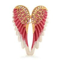 Wuli&amp;baby Classic Rhinestone Angel Wings Brooch Pins 3 Colors  Sparkling Jewelry Gift Feather Designer Brooches