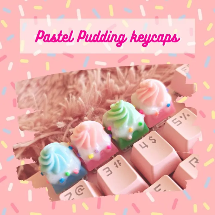 KAWAII PASTEL PUDDING Keycaps Artisan Keycaps for mechanical keyboard