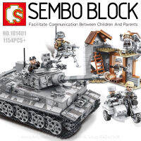 บล็อกตัวต่อรถถัง พร้อมมินิฟิกเกอร์ 6 ตัว SEMBO BLOCK 101401 จำนวน 1154 ชิ้น