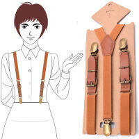 ☬✳ cri237 PU Leather TM Braces/Suspenders One Size Fully Adjustable Y Shaped With Strong Clips