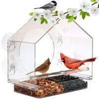 Bird Feeder Acrylic Transparent Window Viewing Bird Feeders Tray Birdhouse Suction Cup Mount House Type Outdoor for Parrots