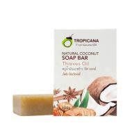 Tropicana | ทรอปิคานา สบู่ก้อนน้ำมันมะพร้าว เพื่อผิวเนียนนุ่ม ชุ่มชื้น กลิ่น THIEVES OIL | Non Paraben 100 G