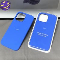 สีฟ้าคราม1:1 Apple 15เคสซิลิโคนสำหรับ IPhone 15 14 13 12 11 Pro X XS Max 6 7 8 14 15 Plus XR เคสเนื้อสัมผัสเคสใส่โทรศัพท์นุ่ม