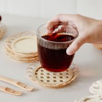 【CW】∈☋◕  1Pc Coaster Rattan Woven Cup Holder Pot