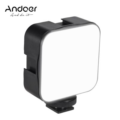 Andoer แฟลชวิดีโอไฟ LED ขนาดเล็ก5W สำหรับถ่ายภาพ6500K ตัวแปลงเลนส์รองเท้า Dimmable Xcold สำหรับ Canon Nikon Sony กล้อง DSLR