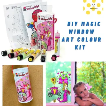 12 24 Colors Stain Glass Paint Set with 6 Nylon Brushes, 1 Palette,  Waterproof Acrylic Enamel Painting Kit for Kids
