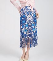 ♞◙❀ Aiden001 Average size Pleated Skirt Summer High Waist Slim Mid-Length Graffiti All-Match Pleated Fringed Skirt BQ015C-6